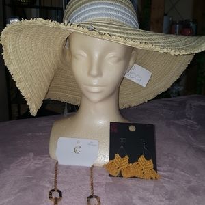 Set of 3 Hypoallergenic  earings,neckeless, hat